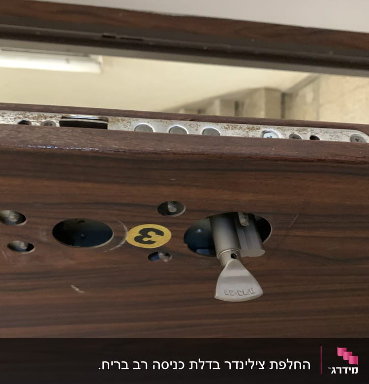 מנעול דלת עם חור מפתח וידית מתכת